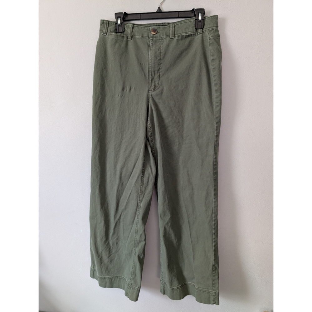 Old Navy High Rise Wide Leg Olive Green Pants Size 10 Tall Length